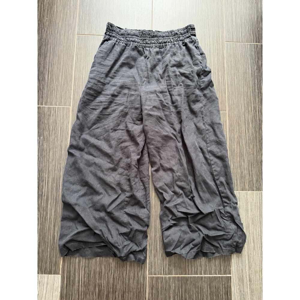 Anthropologie Somerset Linen Pull On Pants Sz S Navy Black Summer Lagenlook